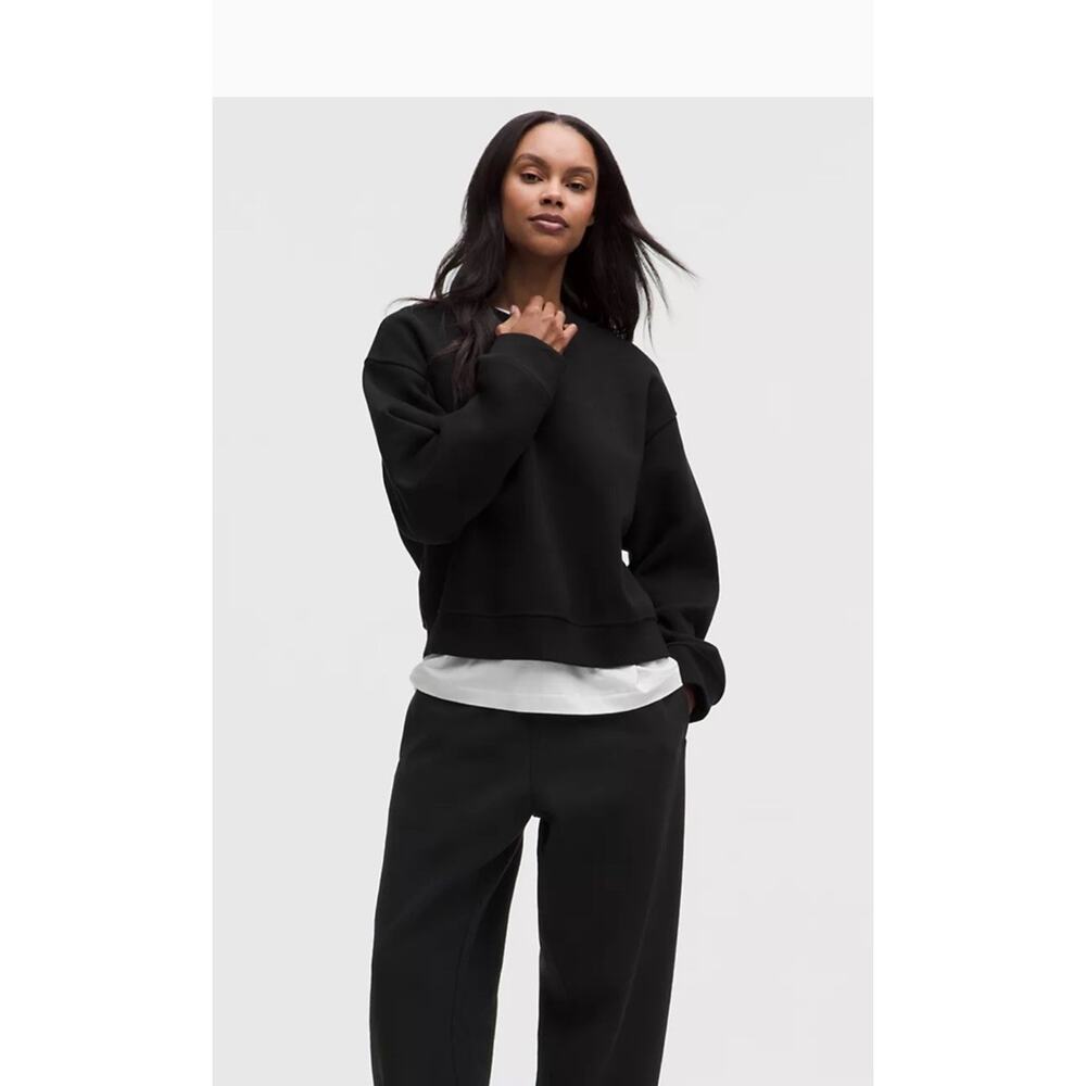 Lululemon Perfectly Oversized Cropped Crew Softstreme Black Women’s 12 So Soft!